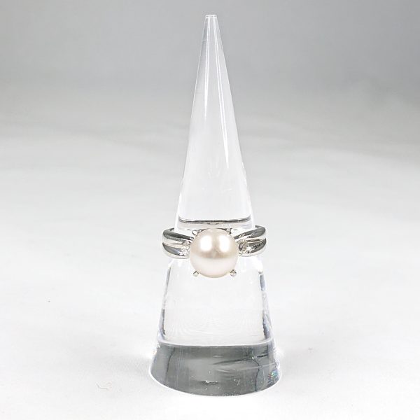 Pt900 パール(5.50ct)メレダイヤ(0.18ct)付リング