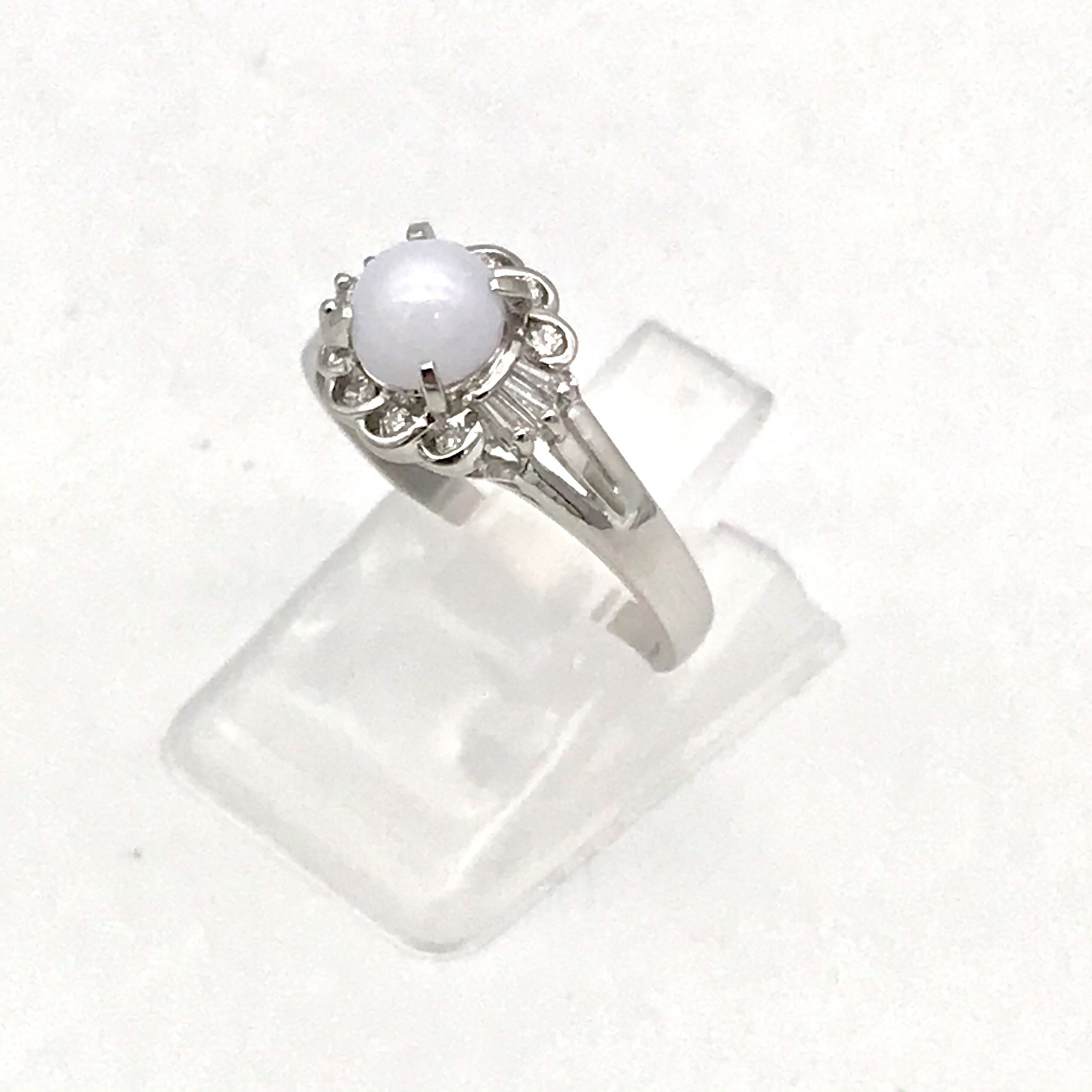 Pt900 リング（パール1.415ct、メレダイヤ0.17ct）