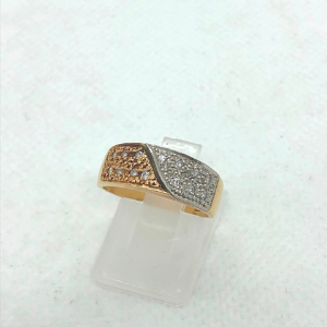 K18/Pt900コンビリング　メレダイヤ0.15ct