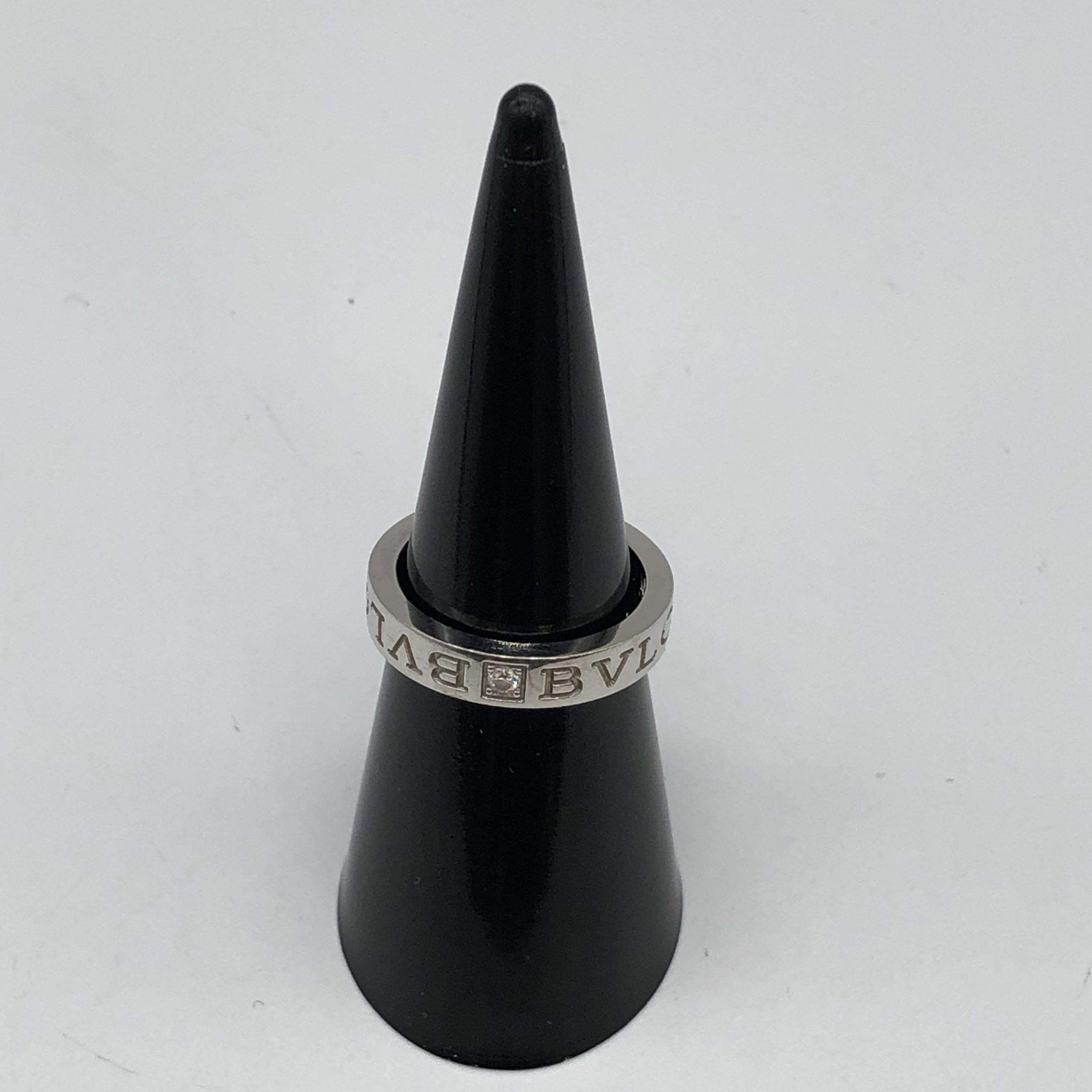 1/美品 ブルガリ K18YG ダブルロゴ ダイヤ リング 指輪 約15.5号