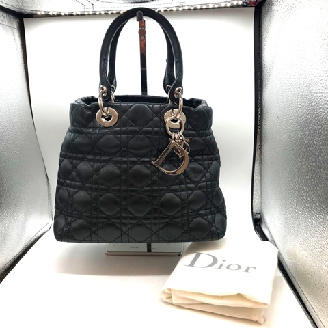 Christian Dior レディディオール カナ―ジュ レザーハンドバッグ