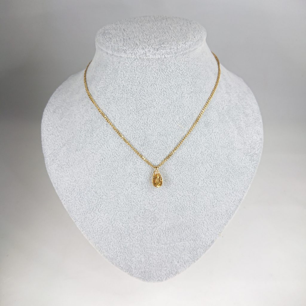 K18 シトリン(5.0ct)メレダイヤ(0.04ct)付ネックレス