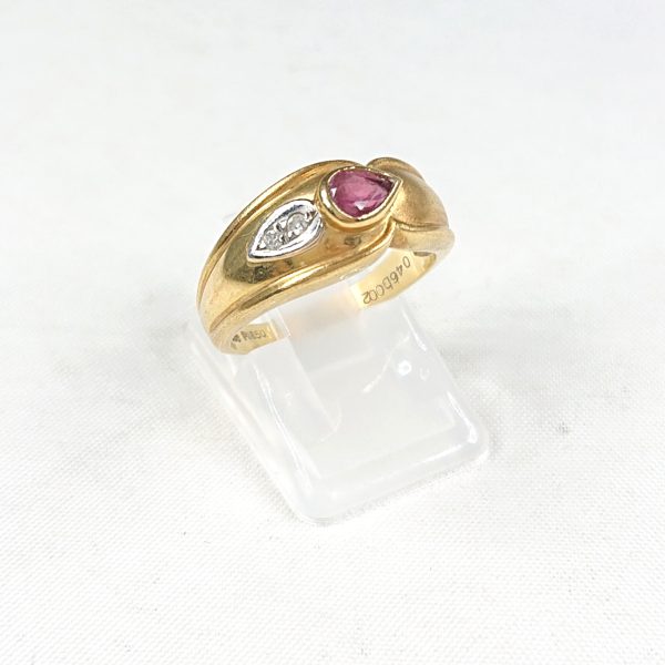 K18 Pt900 ピンクスピネル(0.46ct)メレダイヤ(0.02ct)付きリング