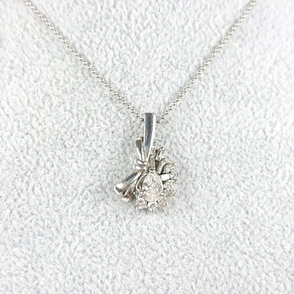 【ひろこ】PT900ダイヤモンド1.00ctネックレス Pt900 フラワーダイヤモンドネックレス