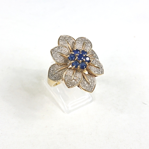 K18 サファイア(1.01ct)ダイヤモンド(0.64ct)付リング
