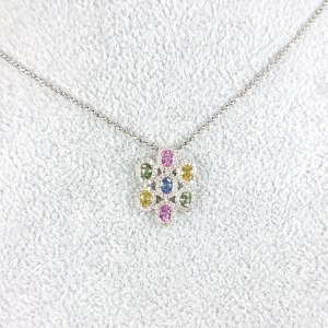 K18WG/Pt900 トルマリン(1.677ct)メレダイヤ(0.356ct)付ネックレス
