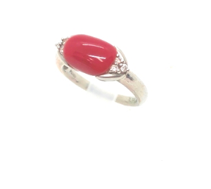 PT900リング　珊瑚5ct　メレダイヤ0.08ct
