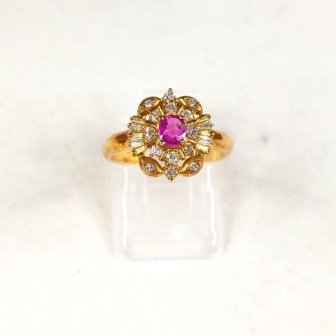K18 ルビー ダイヤモンド リング 0.88 ct 0.22 ct K18 ルビー(0.25ct)ダイヤモンド(0.29ct)付リング 買取実績 | 玉光堂