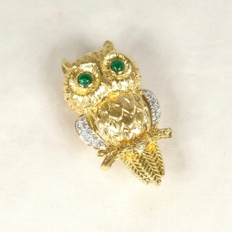 K18 トルマリン(0.27ct)メレダイヤ(0.20ct)付ブローチ