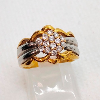 K18 Pt900コンビ メレダイヤ付きリング 全0.38ct