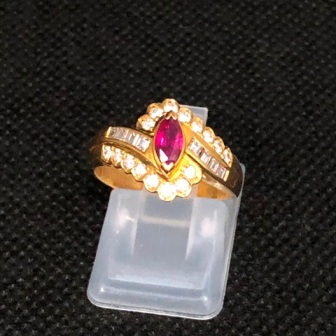 K18リング 　ルビー0.28ct　ダイヤ計0.41ct
