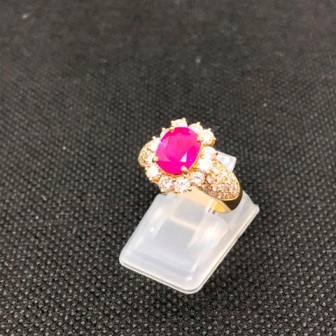 K18 スピネルリング スピネル1.3ct ダイヤモンド0.8ct