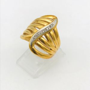 K18/Pt900 リング（メレダイヤ0.12ct）