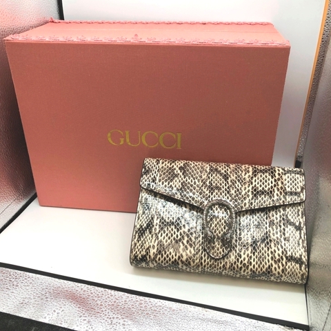 希少！すぐ届く！GUCCI パイソン ボウ付き チェーンウォレット GUCCI-パイソン-401231-ディオニュソス-チェーンウォレット 買取