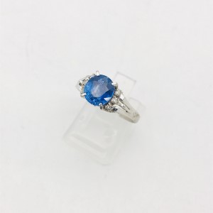 Pt900 リング（サファイア1.2ct、メレダイヤ0.333ct）