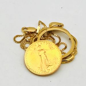 K18 ネックレス イーグル金貨付き