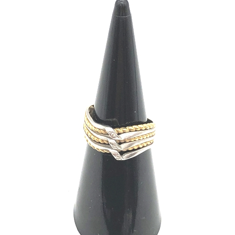 K18Pt900メレダイヤ0.06ct コンビリング