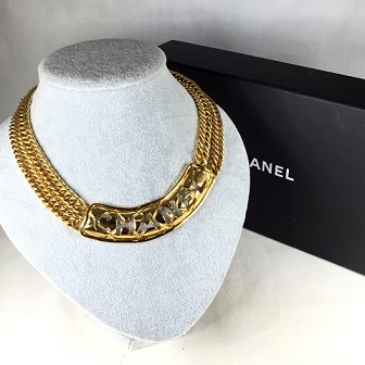 CHANEL マトラッセプレート ダブルチェーンチョーカーネックレス