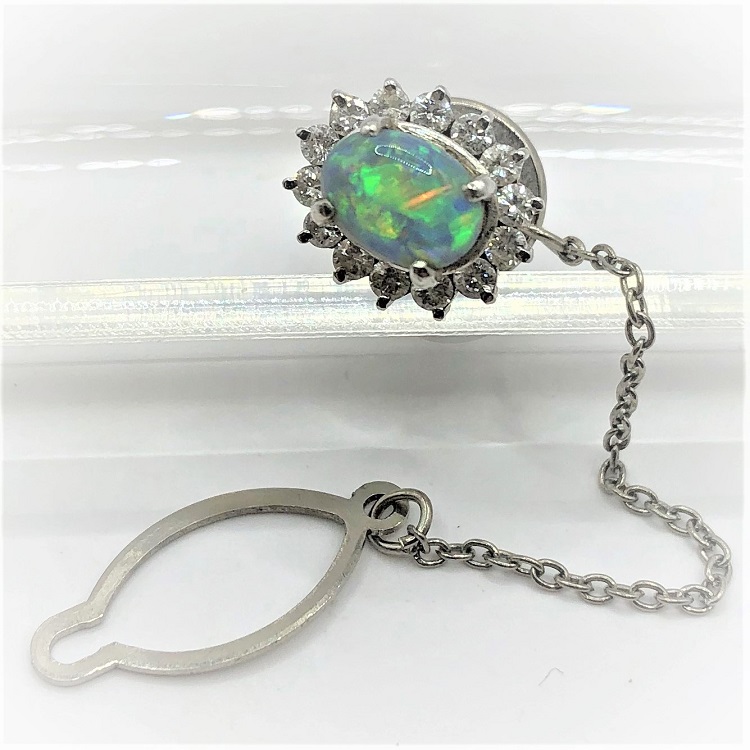 K14WG オパール メレダイヤ付ネクタイピン