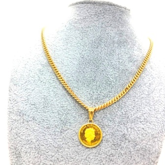 K24 ツバル 1/25OZ 金貨＋K18 ネックレス