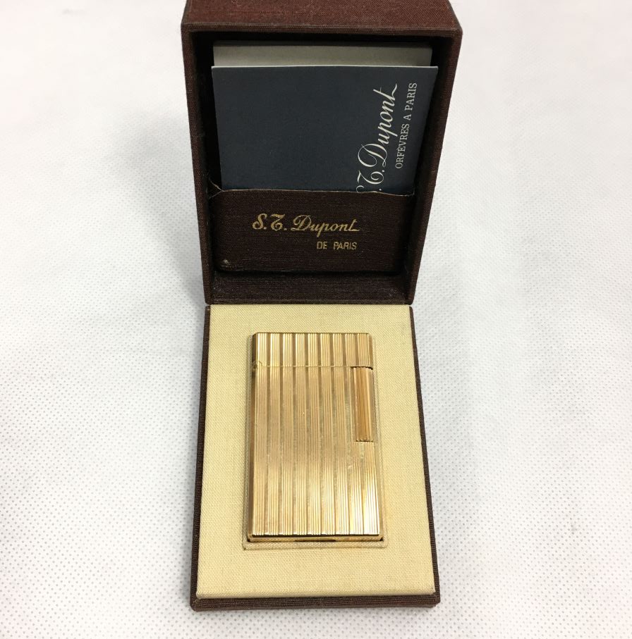 ◆◇ST.DUPONT デュポン　 ライン1　　 ゴールドカラー　　箱/取説/他　　USED！◇◆ デュポン  ライン1 ショート ローラガスライター