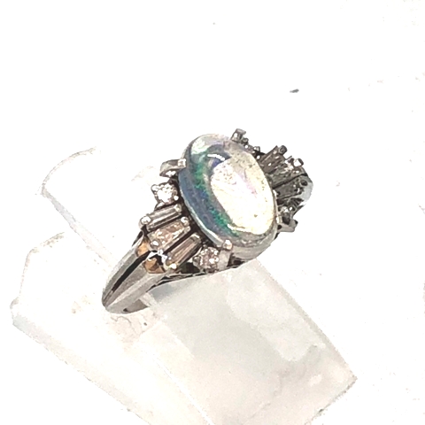 Pt850 オパール ダイヤモンド リング Pt850 ブラックオパール ダイヤモンド リング 1.18ct D0.29ct