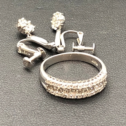 Pt900 メレダイヤ付リング＆イヤリング
