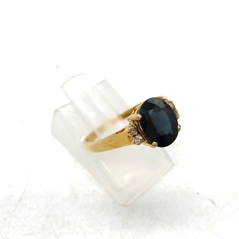 K18 サファイア メレダイヤ付リング