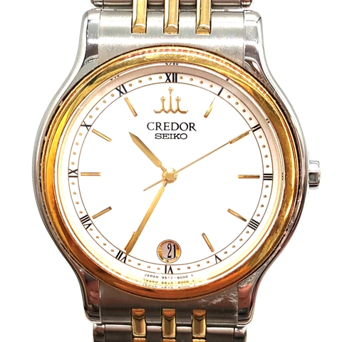 SEIKO CREDOR 9572-6000-SS-18KTベゼル コンビカラー デイト