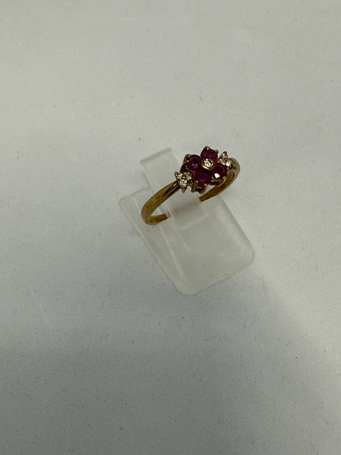 K18 レッドスピネル＆メレダイヤモンド付 リング